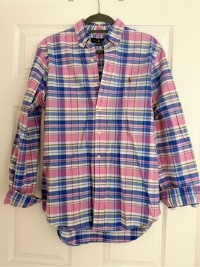 Ralph Lauren Plaid Button Down Shirt | Pink & Blue | M